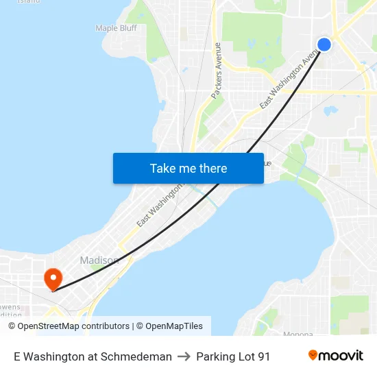 E Washington at Schmedeman to Parking Lot 91 map