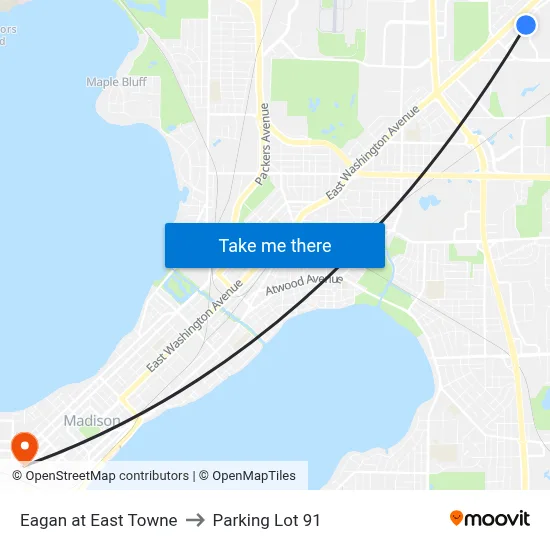 Eagan at East Towne to Parking Lot 91 map
