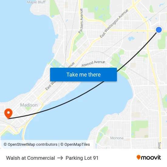 Walsh at Commercial to Parking Lot 91 map