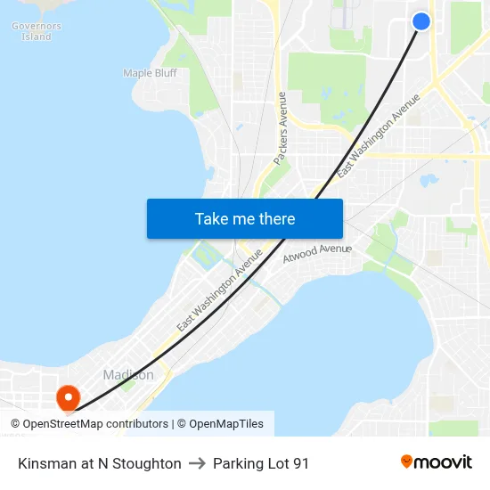 Kinsman at N Stoughton to Parking Lot 91 map