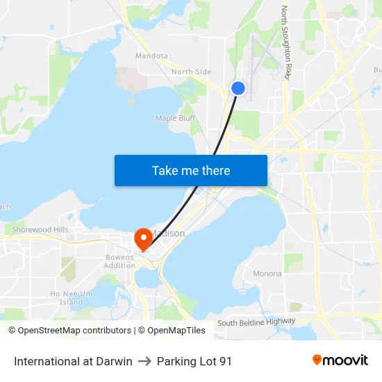 International at Darwin to Parking Lot 91 map