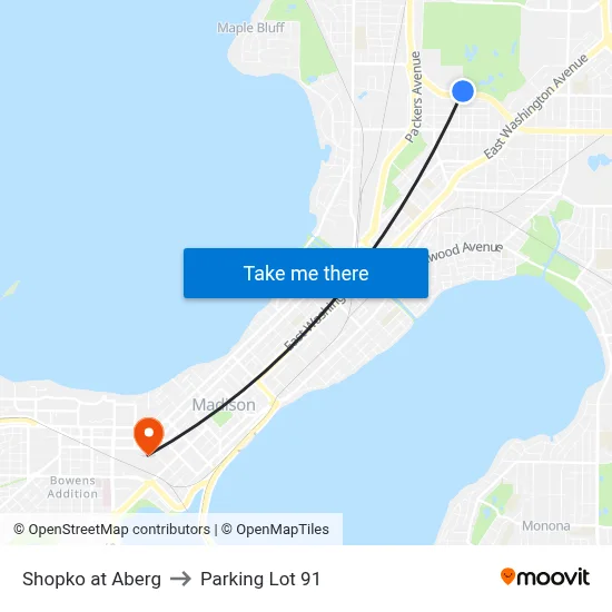 Shopko at Aberg to Parking Lot 91 map