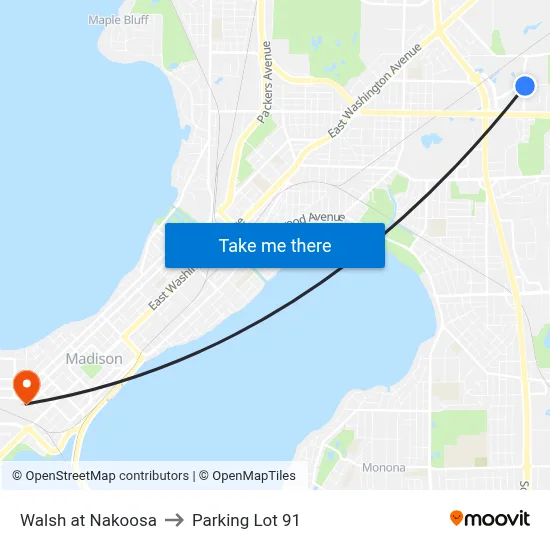 Walsh at Nakoosa to Parking Lot 91 map