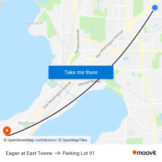 Eagan at East Towne to Parking Lot 91 map
