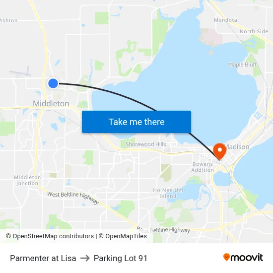 Parmenter at Lisa to Parking Lot 91 map