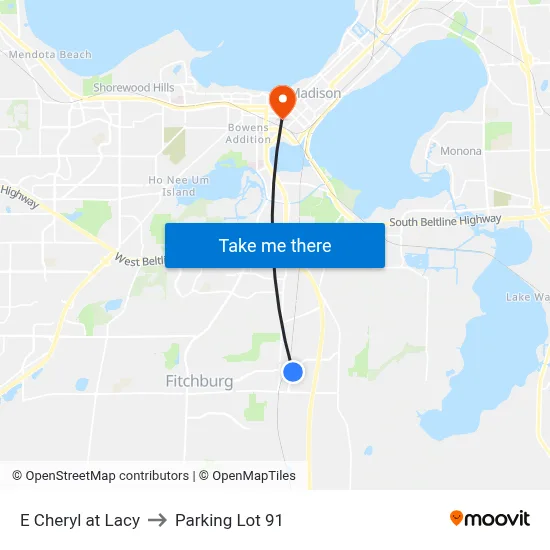 E Cheryl at Lacy to Parking Lot 91 map