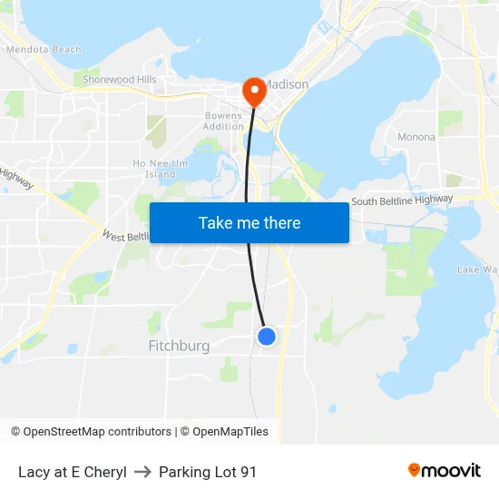 Lacy at E Cheryl to Parking Lot 91 map