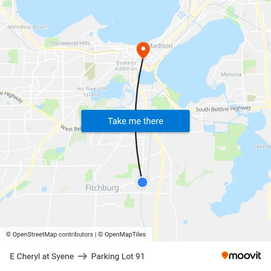 E Cheryl at Syene to Parking Lot 91 map