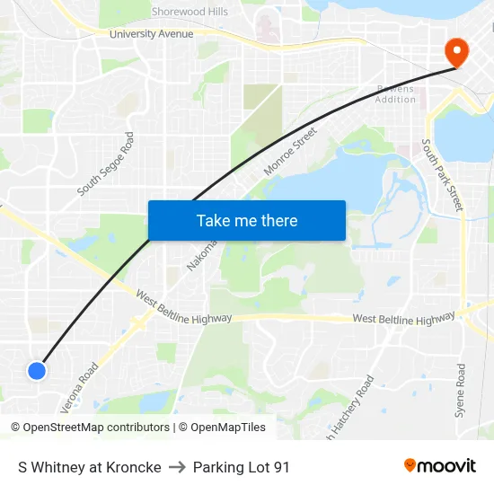 S Whitney at Kroncke to Parking Lot 91 map