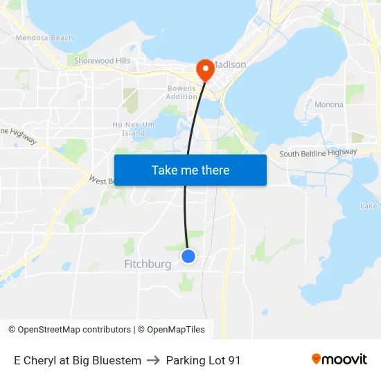 E Cheryl at Big Bluestem to Parking Lot 91 map