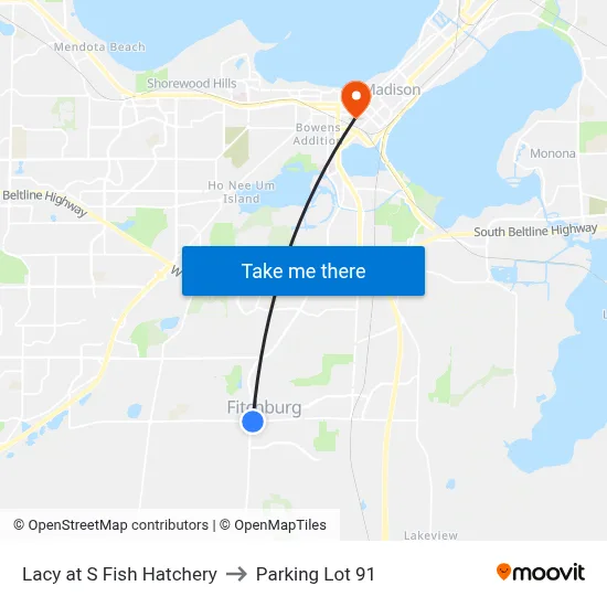 Lacy at S Fish Hatchery to Parking Lot 91 map