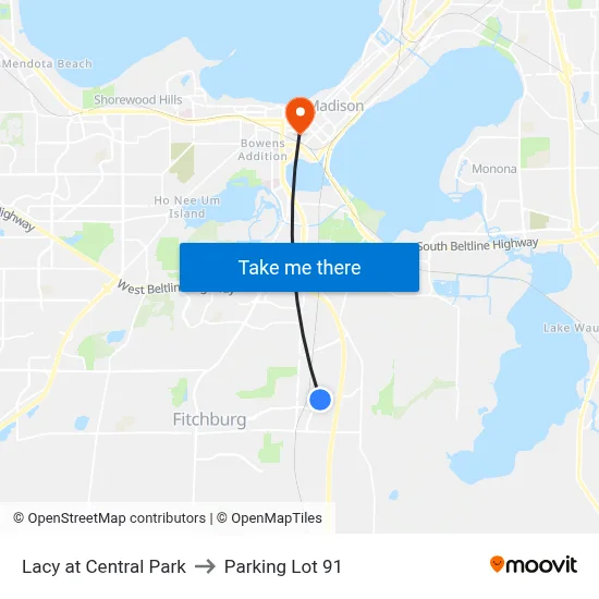 Lacy at Central Park to Parking Lot 91 map