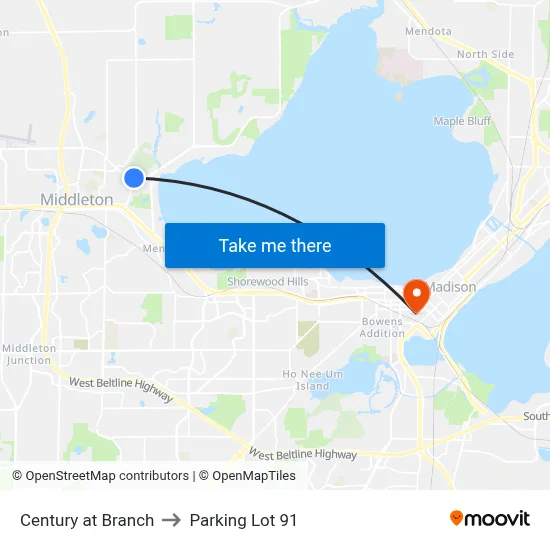 Century at Branch to Parking Lot 91 map