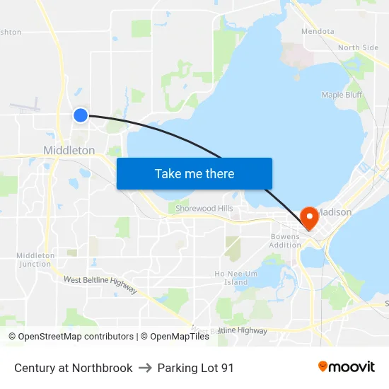 Century at Northbrook to Parking Lot 91 map