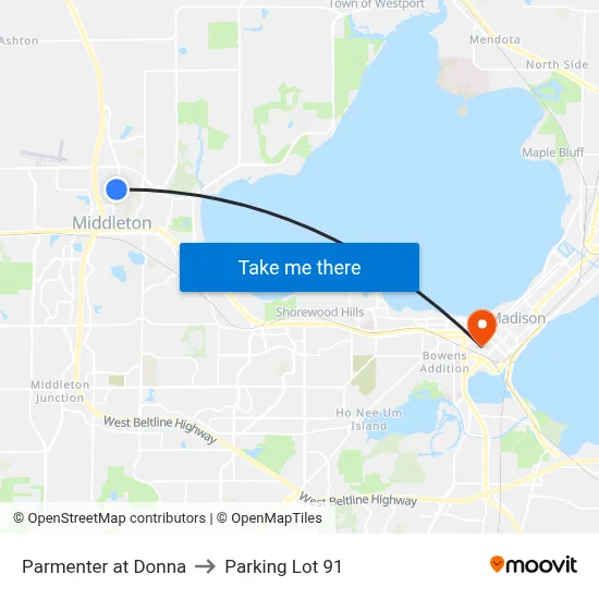 Parmenter at Donna to Parking Lot 91 map