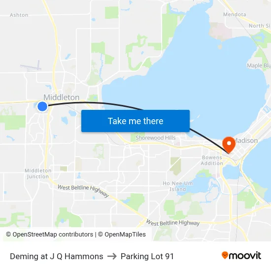 Deming at J Q Hammons to Parking Lot 91 map