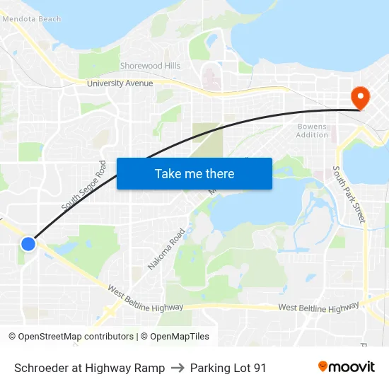 Schroeder at Highway Ramp to Parking Lot 91 map