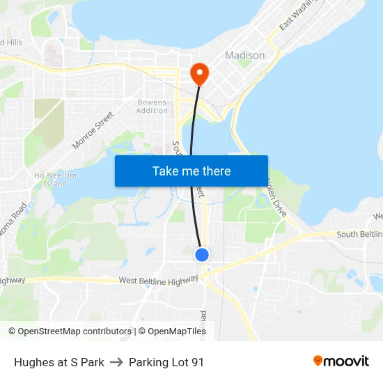 Hughes at S Park to Parking Lot 91 map