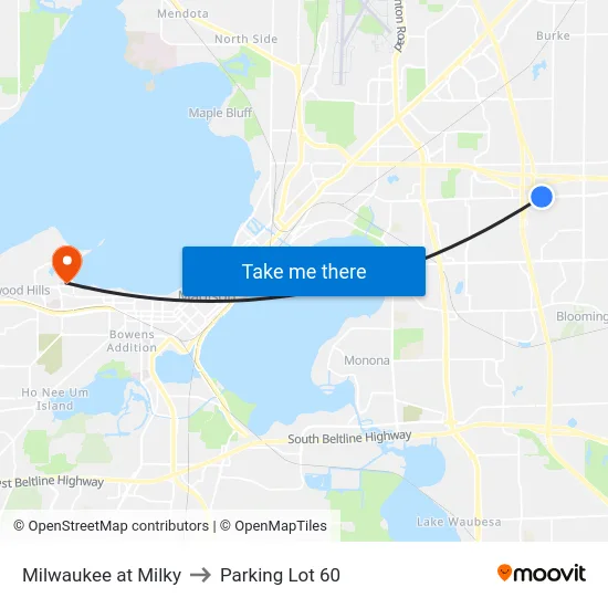 Milwaukee at Milky to Parking Lot 60 map