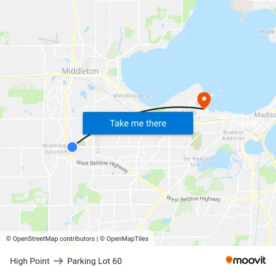 High Point to Parking Lot 60 map