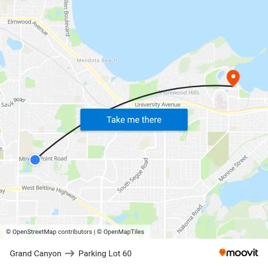 Grand Canyon to Parking Lot 60 map