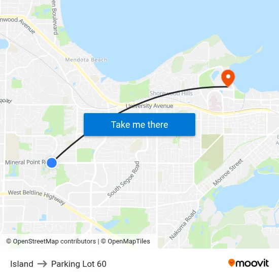 Island to Parking Lot 60 map