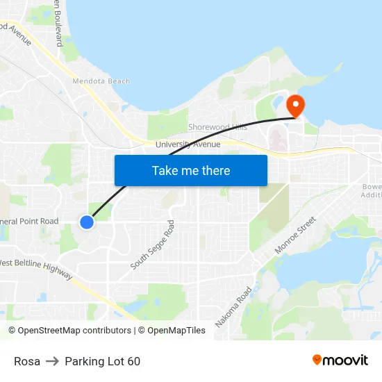 Rosa to Parking Lot 60 map