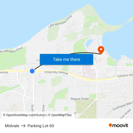 Midvale to Parking Lot 60 map