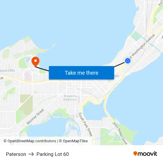 Paterson to Parking Lot 60 map