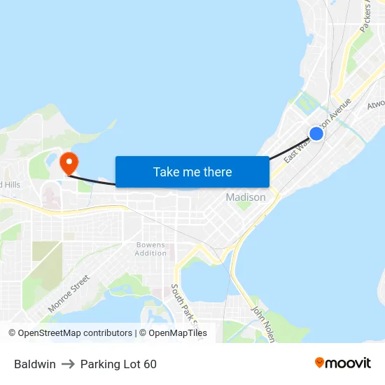 Baldwin to Parking Lot 60 map