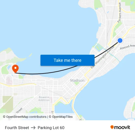 Fourth Street to Parking Lot 60 map