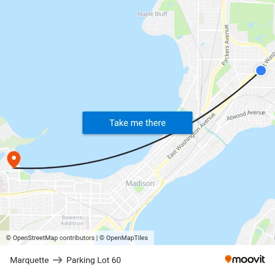 Marquette to Parking Lot 60 map