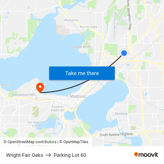 Wright-Fair Oaks to Parking Lot 60 map