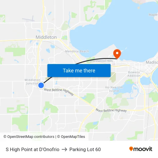 S High Point at D'Onofrio to Parking Lot 60 map