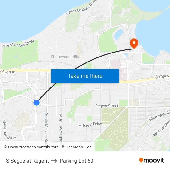 S Segoe at Regent to Parking Lot 60 map