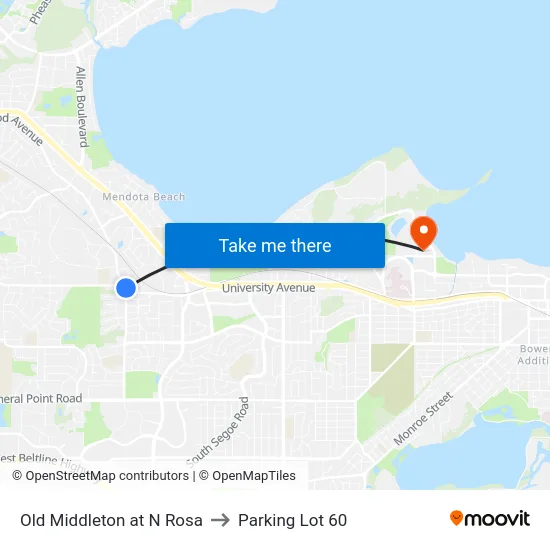 Old Middleton at N Rosa to Parking Lot 60 map