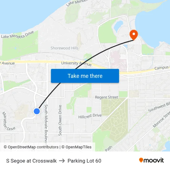 S Segoe at Crosswalk to Parking Lot 60 map