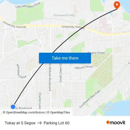 Tokay at S Segoe to Parking Lot 60 map