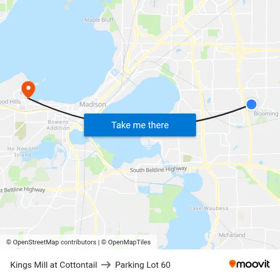 Kings Mill at Cottontail to Parking Lot 60 map