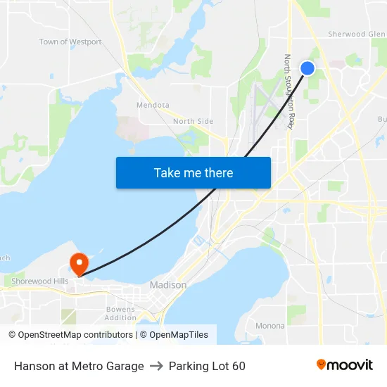 Hanson at Metro Garage to Parking Lot 60 map