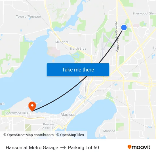 Hanson at Metro Garage to Parking Lot 60 map