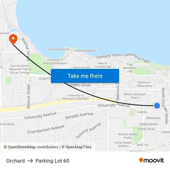 Orchard to Parking Lot 60 map