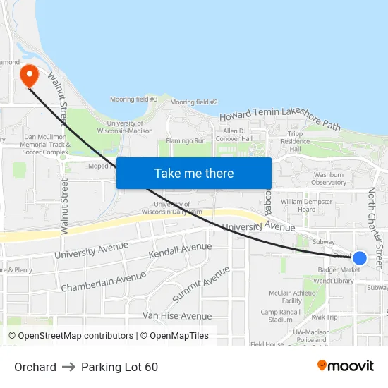 Orchard to Parking Lot 60 map