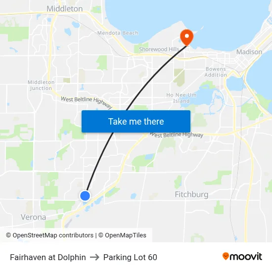 Fairhaven at Dolphin to Parking Lot 60 map