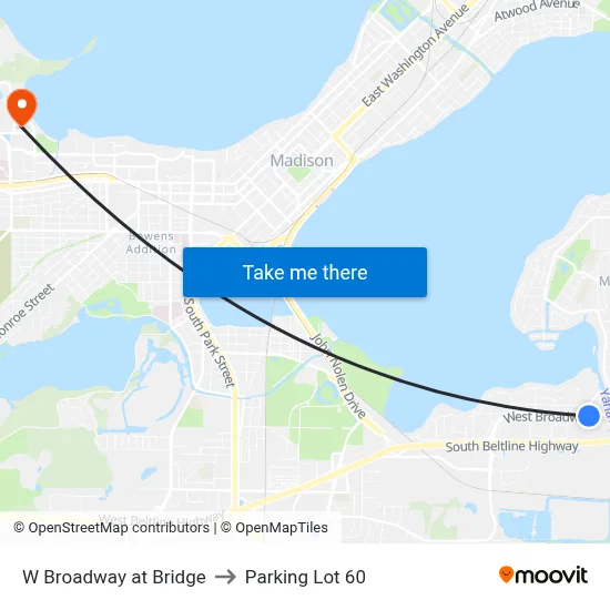 W Broadway at Bridge to Parking Lot 60 map