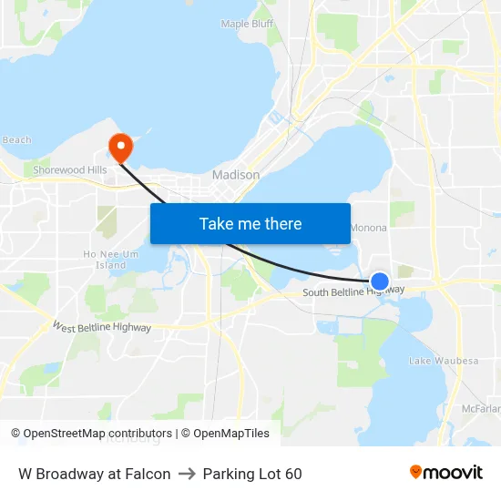 W Broadway at Falcon to Parking Lot 60 map