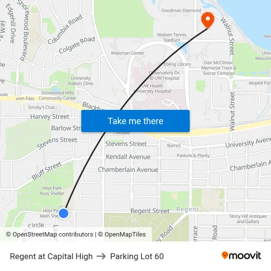 Regent at Capital High to Parking Lot 60 map