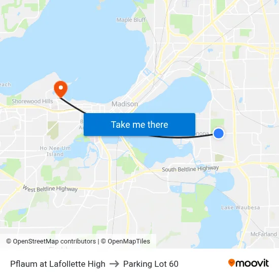 Pflaum at Lafollette High to Parking Lot 60 map