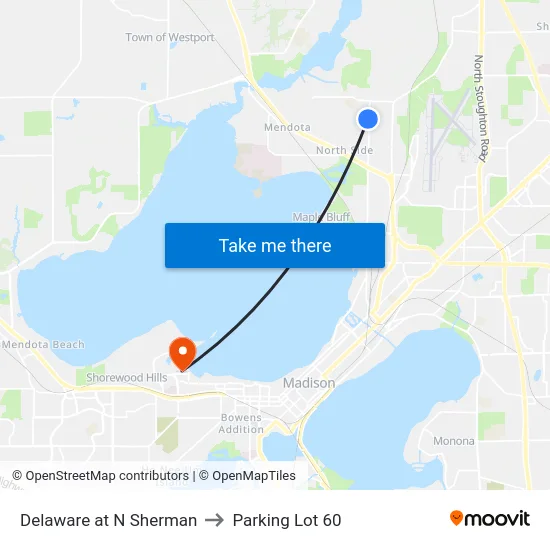 Delaware at N Sherman to Parking Lot 60 map