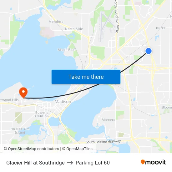 Glacier Hill at Southridge to Parking Lot 60 map